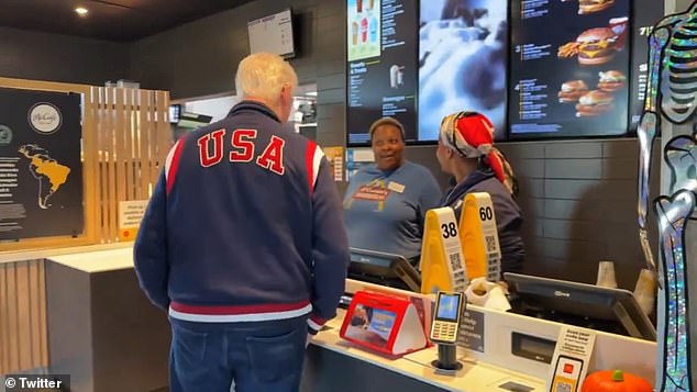 Clinton wore an American bomber jacket as he campaigned for Vice President Kamala Harris in Georgia this weekend