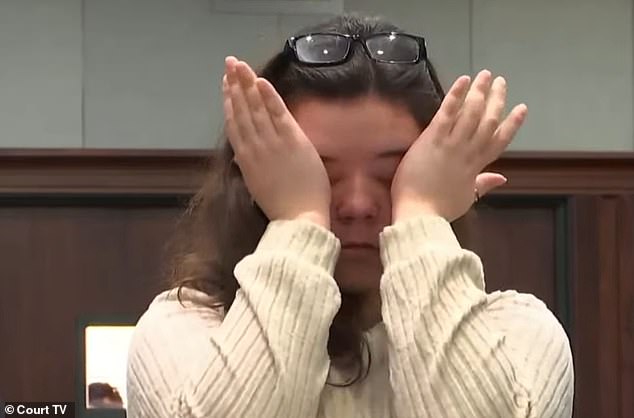 On Monday, as the jury entered the courtroom for the trial to begin, Simon wiped tears from her eyes and covered her face with her hands.