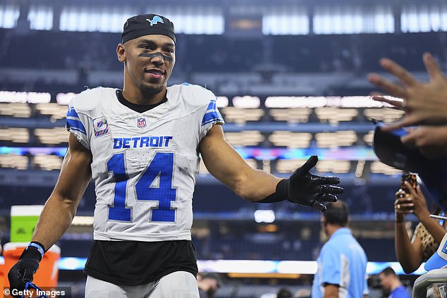 St. Brown was all smiles after the Lions comfortably defeated the Cowboys on Sunday afternoon