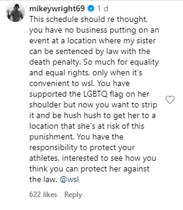 Tyler's brother, Mikey Wright, condemned the scheduling decision on Instagram