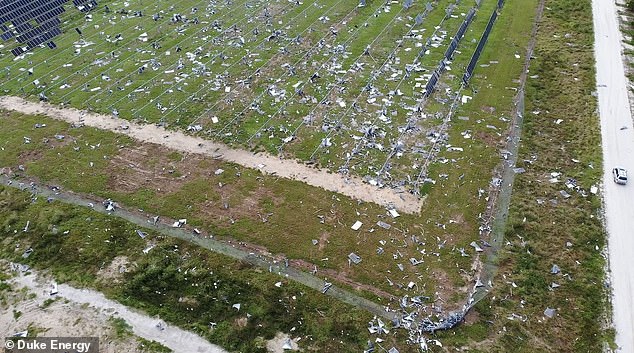 Incredible aerial footage from Duke Energy shows the extent of the destruction of the $100 million facility that powers 12,000 homes