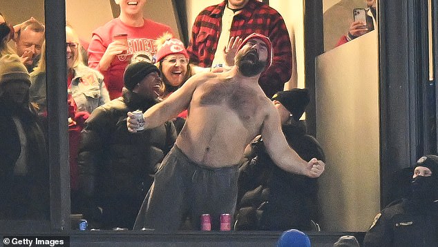 Kelce memorably took off his shirt and jumped out of the suite in last year's Bills-Chiefs game