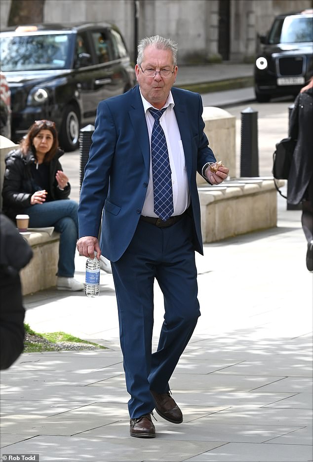 Paul Read (pictured), a pensioner who was a proofreader for the article (pictured outside the High Court in London)