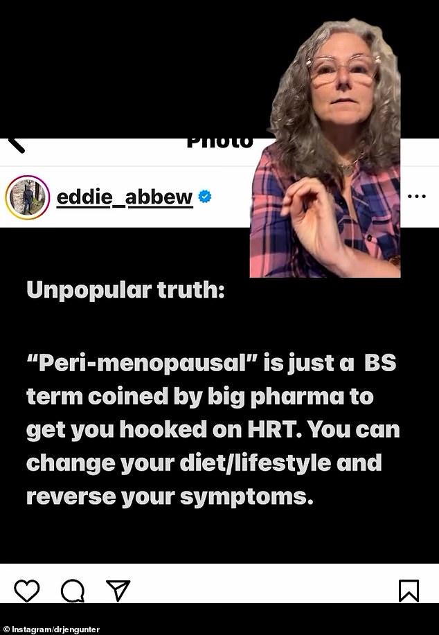 Responding to Mr Abbew's post, Canadian gynecologist Dr Jen Gunter told her 314,000 Instagram followers: 'This is rage-mongering to get attention, to get people to buy the things this person is selling.