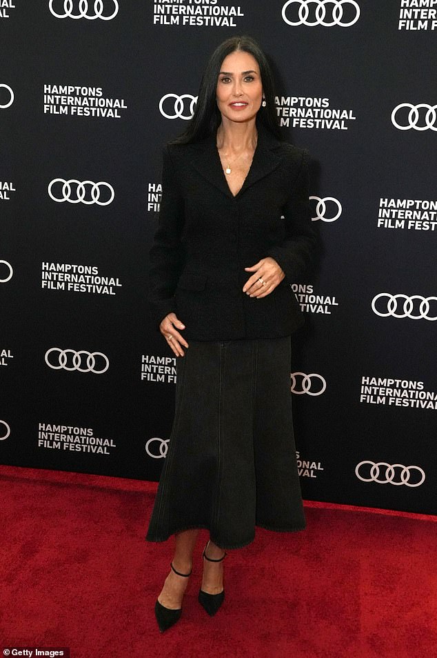 During her acceptance speech at the 2024 Hamptons Film Festival, Demi kept her fans updated on her ex-husband Bruce Willis' condition; pictured on Sunday