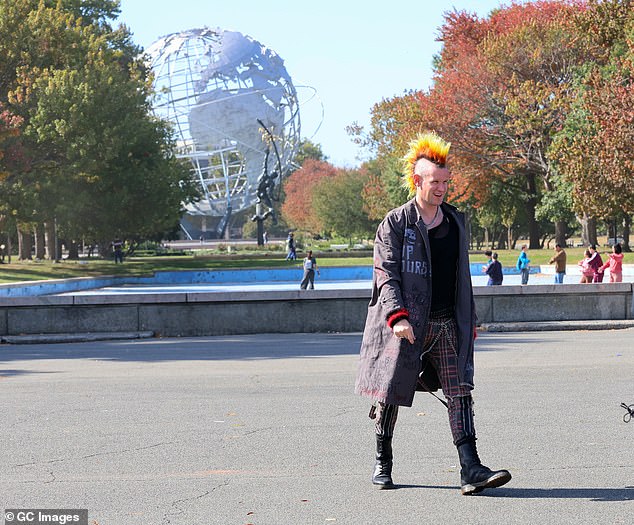 They were filming in the Flushing Meadows-Corona Park in Queens, with the iconic Unisphere structure (created for the 1964 World's Fair) in the background