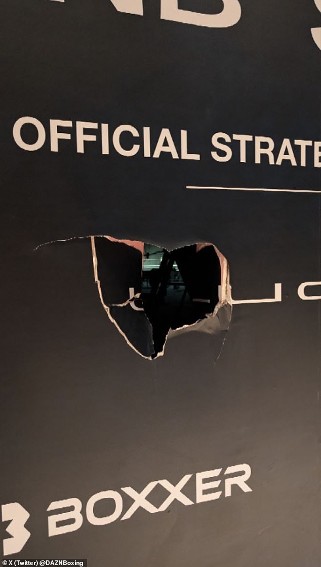 Whittaker punched a hole in a wall in frustration after driving away from the ring