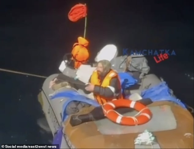 The haggard and thin man, who authorities said had lost 100 pounds of body weight, was seen wrapped in blankets and a life jacket aboard the tiny vessel.