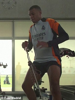 The Real Madrid forward was spotted working out in the gym at the Spanish giants' training base