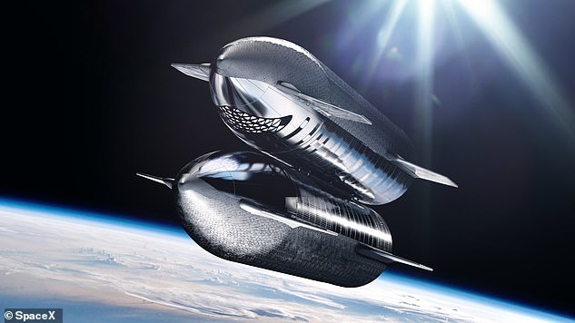 If Elon Musk uses Starship (pictured) to take hundreds of people to Mars, as he claims is possible, this will make it much more difficult to identify whether signs of life have emerged on Mars.