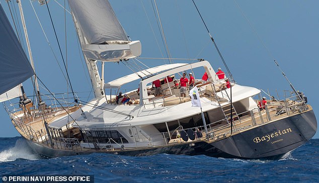 A handout photo made available by the Perini Navi Press Office on August 19 shows the 'Bayesian' sailboat in Palermo, Sicily, Italy