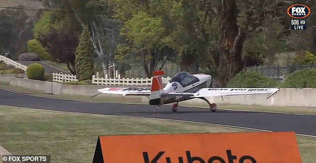 The plane landed on the runway before hitting a concrete wall on the right side of the tarmac