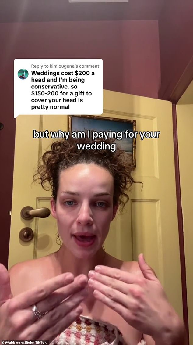 Abbie then criticized the wedding guests who contributed to the wedding costs, describing it as 'embarrassing' and inappropriate