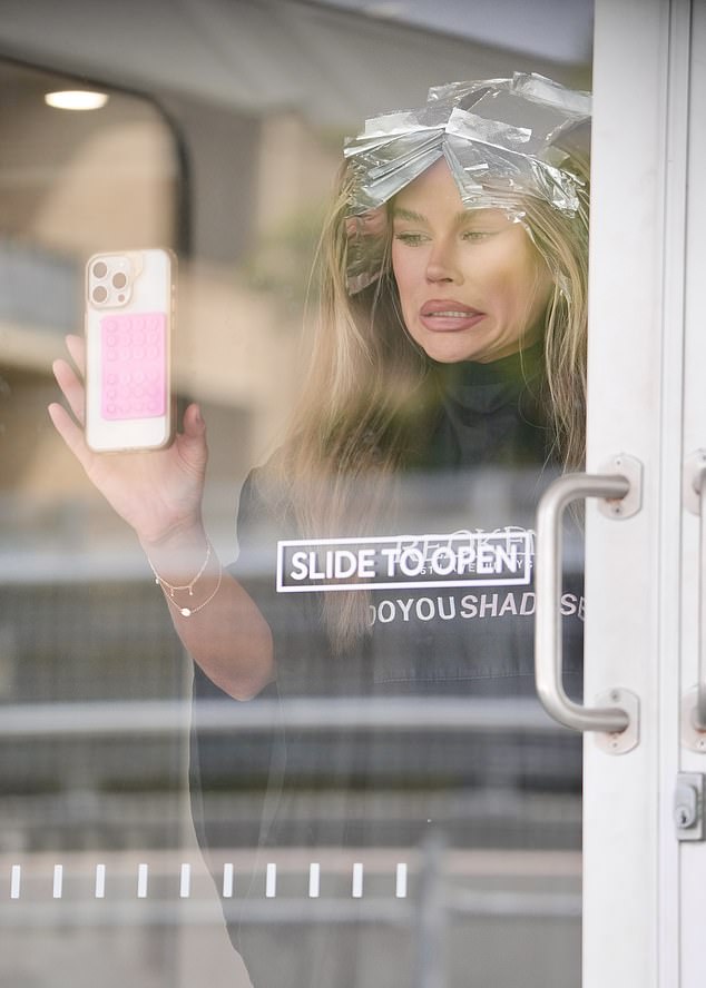 During her visit, Skye was seen filming a video for social media while wearing foils in her hair