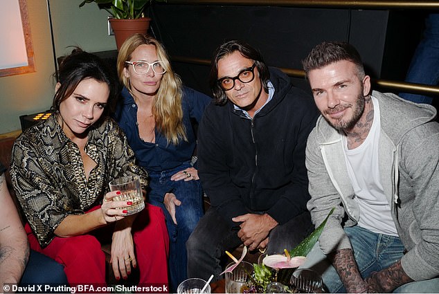 Romeo's parents, Victoria and David Beckham, with Gray's parents, Mario Sorrenti and Mary Frey in New York 2019