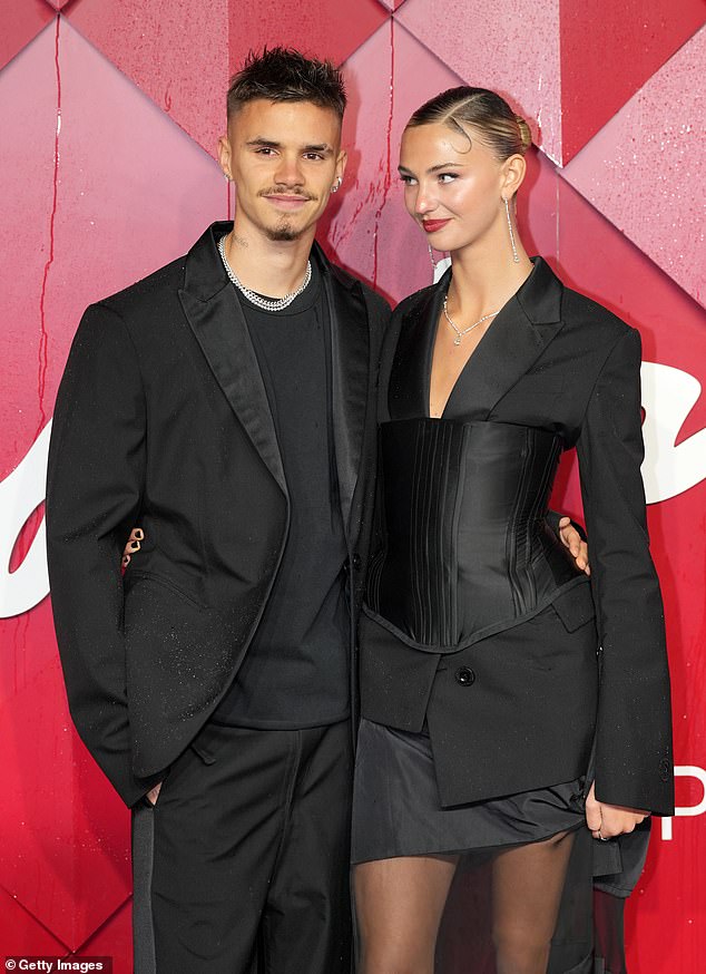 Mia Regan and Romeo Beckham at the Netflix premiere of the 2023 David Beckham documentary, three months before they officially broke up