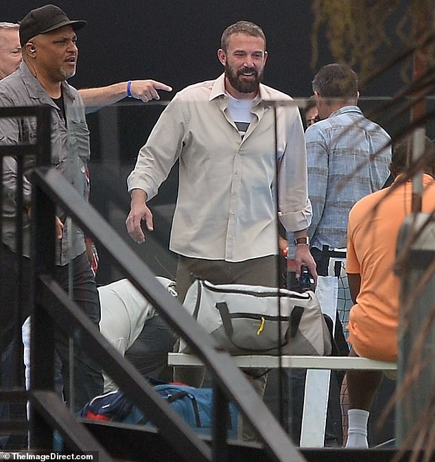 He was spotted arriving on the set of one of his projects on Tuesday, a smile on his face as he mingled with the crew