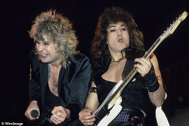 Lee is best known as Osbourne's lead guitarist from 1982 to 1987, when Osbourne's wife Sharon unceremoniously fired him over the phone; pictured with Osbourne in 1986 in New York