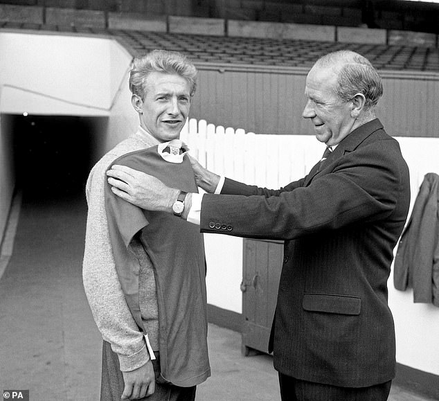 The tradition of dressing room visits dates back to the era of legendary manager Sir Matt Busby (pictured right in 1962)