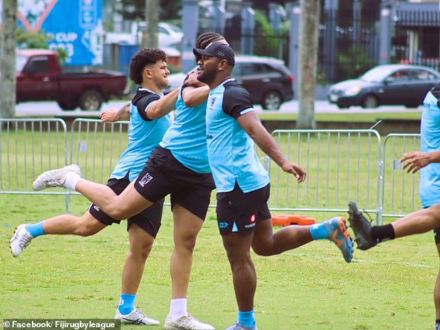 The Fijian men (pictured) said the highly unusual opposition session was worth it and praised the Tongan stars for helping them prepare for the Pacific Championships.