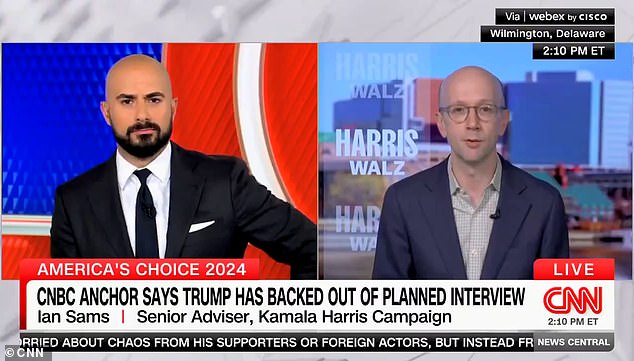 CNN host Boris Sanchez questioned Harris-Walz spokesman Ian Sams about his insinuation that avoiding media interviews is a sign of mental acuity problems