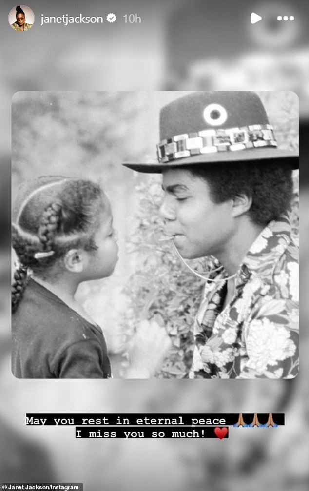 The 58-year-old R&B diva – who has 20.8 million social media followers – posted a black and white childhood photo of the siblings with the caption: 'May you rest in eternal peace. I miss you so much!'