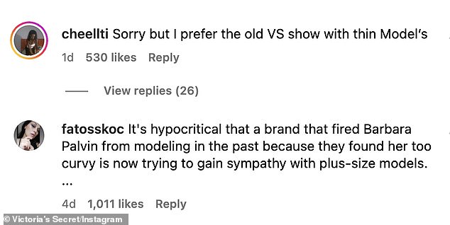 Someone else said: 'Sorry but I prefer the old VS show with thin models'