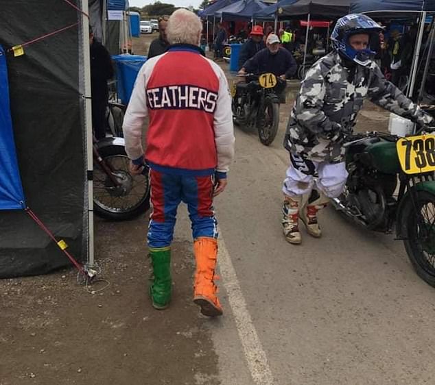 Organizers of the iconic Finke Desert Race – which Boston (pictured) first took part in in 1976 – also paid tribute to 'Feathers' on social media