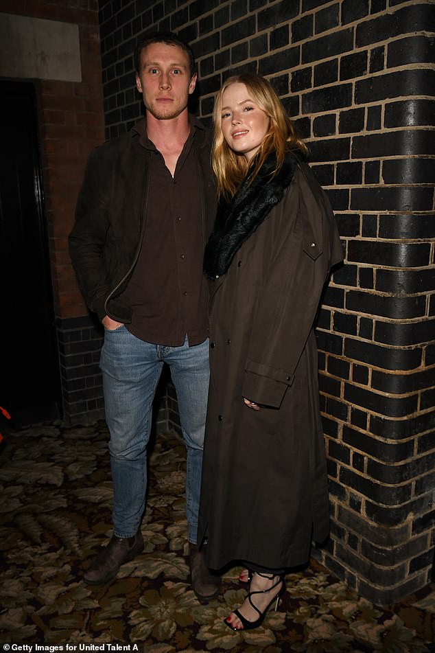 Ellie looked stunning in a pair of black peep-toe heels and wore her blonde locks down (pictured with George MacKay)