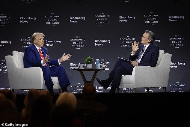 Trump was asked about Bloomberg editor-in-chief John Micklethwait's claims during an interview at an economic forum in Chicago on Tuesday.