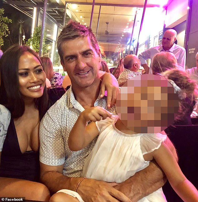 Nitha and Olarenshaw (above with their daughter) split earlier this year, after which the Flame Spa was raided in September, with police claiming it was being used for prostitution