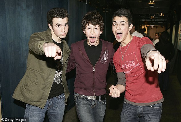 The Jonas Brothers rose to fame in 2005 after appearing on Disney Channel and starring on their own show (pictured in 2006)