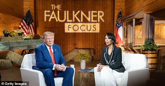 CUMMING, GEORGIA - OCTOBER 15: Republican presidential candidate, former President Donald Trump visits Fox News broadcaster Harris Faulkner for a town hall event on October 15, 2024 in Cumming, Georgia. Trump and Democratic opponent Vice President Kamala Harris have planned multiple events in battleground states ahead of the Nov. 5 election. (Photo by Megan Varner/Getty Images)