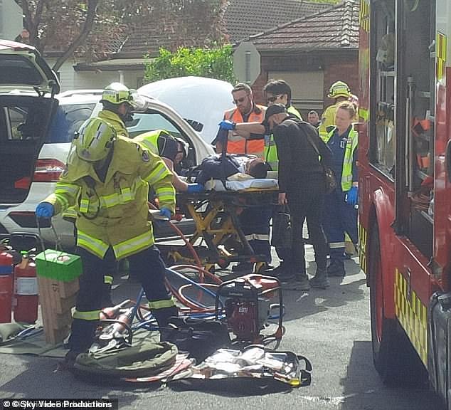 The charge relates to a staged car crash in Sydney's west in October 2017 in an attempt to avoid appearing before a local court hearing. The scene of the accident is shown