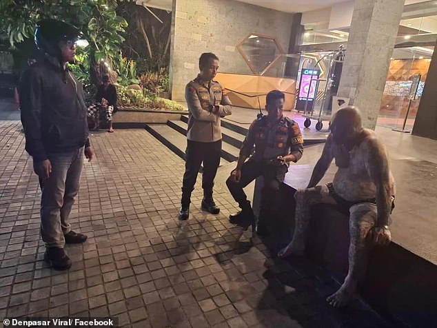 Police talk to Barry outside Love Fashion hotel but say he wasn't communicating well so they recommended taking him to Bali's main hospital