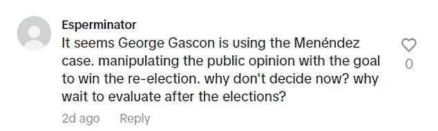 One user even accused Gascón of rehashing the Menendez case simply to bolster his re-election vote count