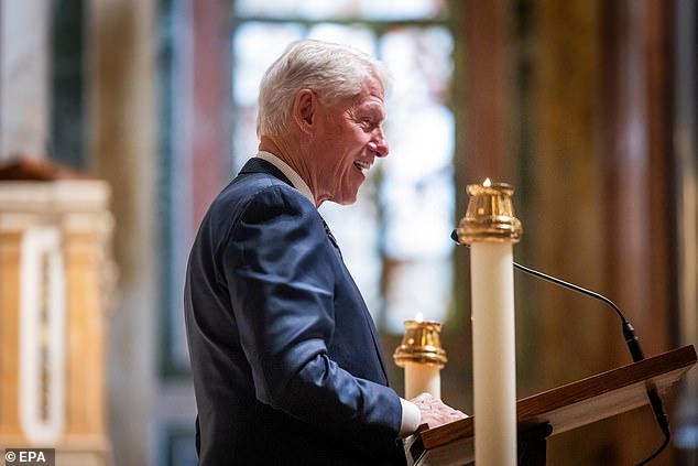 Clinton's joke prompted modest laughs from the audience