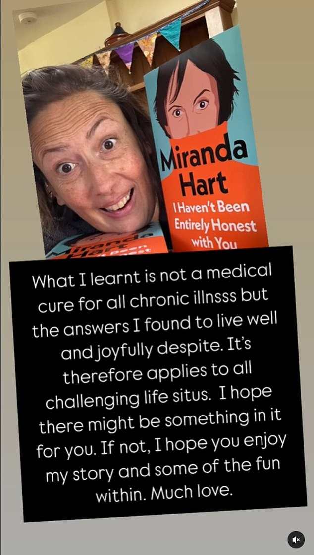 In response to the online comments, Hart acknowledged that people had misunderstood that reduced stress was beneficial for her symptoms and that it did not mean she had found a cure.