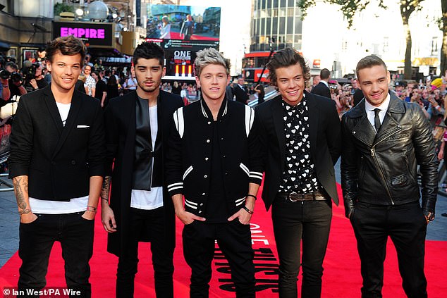 Liam (far right) pictured in August 2013 with his One Direction bandmates Louis Tomlinson, Zayn Malik, Niall Horan and Harry Styles in London's Leicester Square for the world premiere of the band's This Is Us film