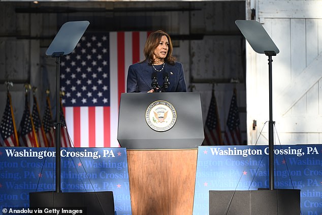 Vice President Harris speaks at a campaign event in Washington Crossing, PA, ahead of her testy interview with Fox News