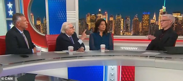 The CNN host's interview with ex-California Lieutenant Governor Abel Maldonado (second from left) and Watergate reporter Carl Bernstein (left) quickly went off the rails, while his third guest Ana Navarro managed to stay above the fray.