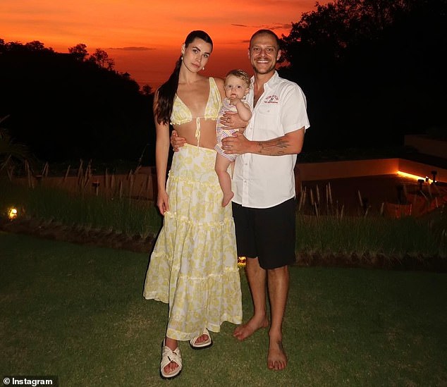 The Love Island Australia star, 26, shared the story on Instagram on Wednesday night, where she didn't hold back on the graphic details. (Pictured with her partner Jack Millar and their daughter Bonnie)