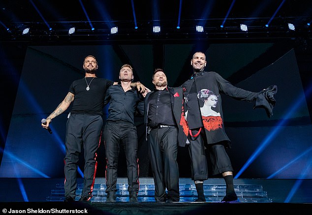 The band officially broke up in 2000, but regularly reunited for historic tours (pictured on stage in 2019)