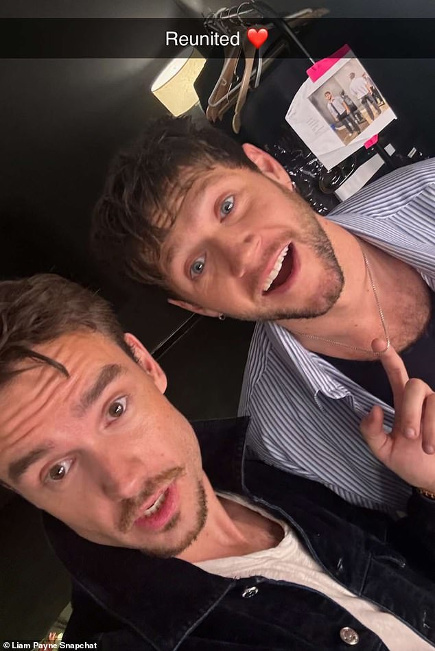 A heartbreaking video shows Liam Payne singing and dancing with his former bandmate Niall Horan, where he later posted a photo with Horan on Snapchat with the caption: 'Reunited'