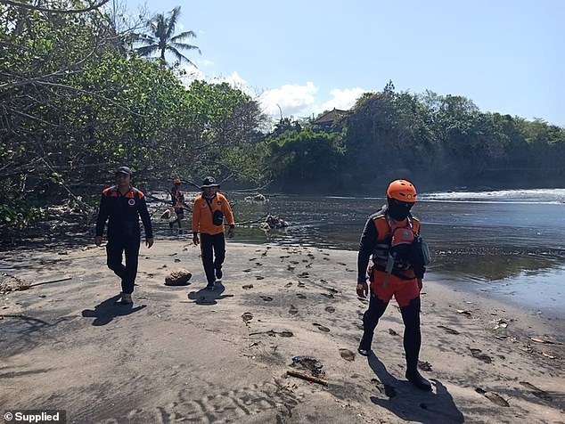 The joint team, dressed in bright orange, used dinghies to search for Mr Laidley within a 10km radius of where he was last seen and scoured the coastline on foot.