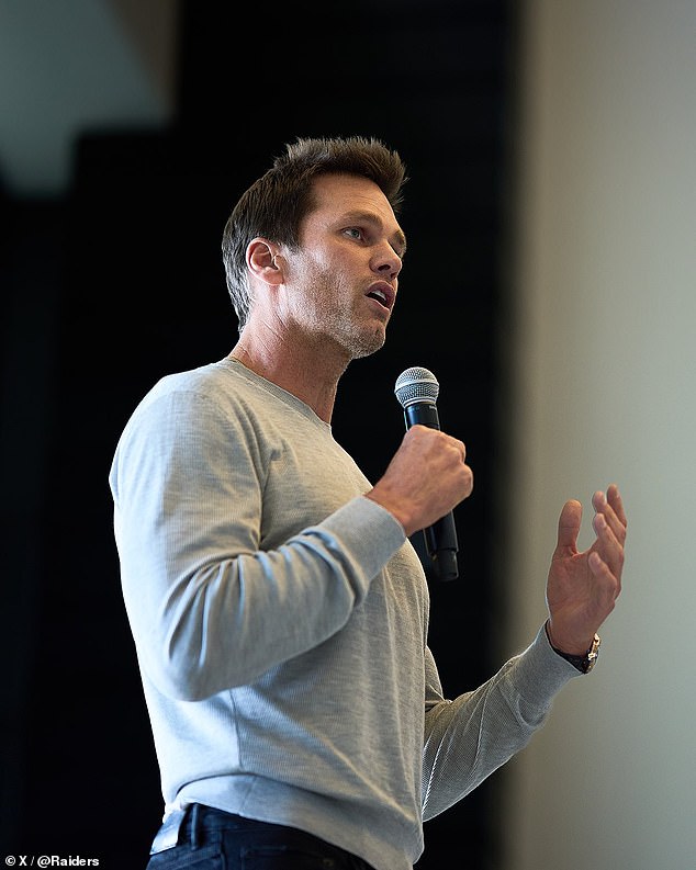 Brady addresses the Raiders staff on his first day as co-owner of the Las Vegas franchise