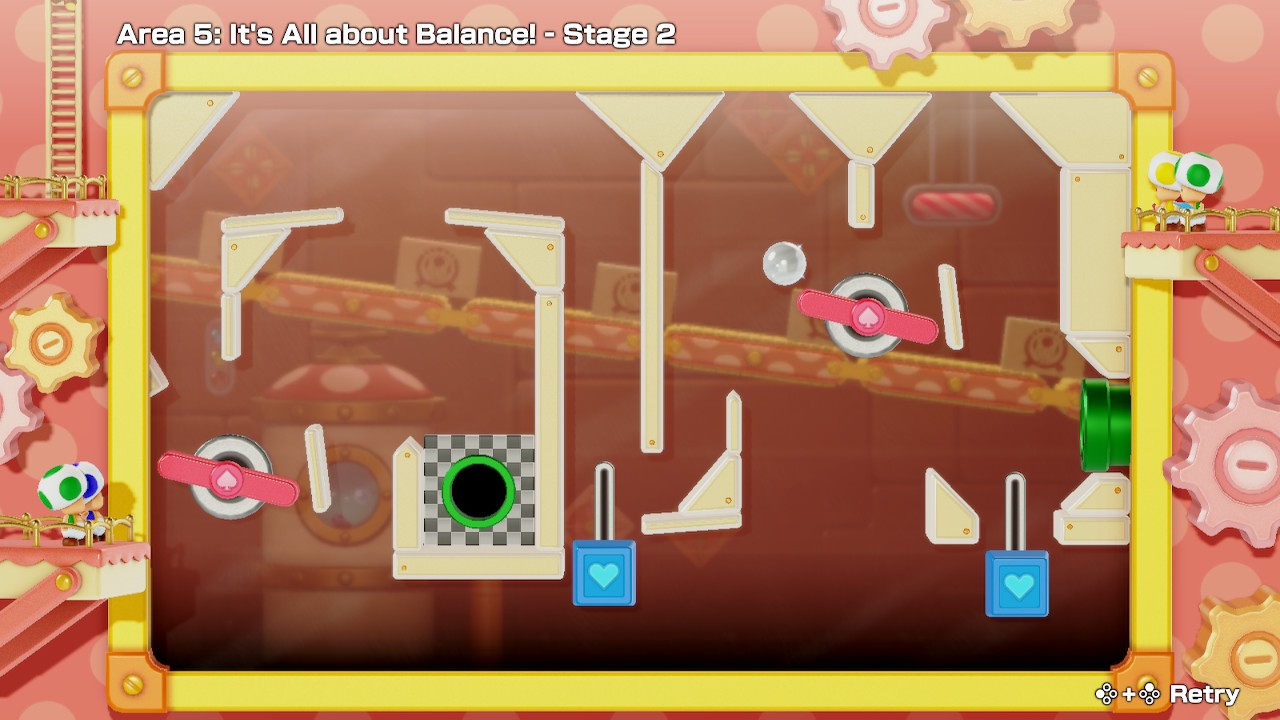 A screenshot of Super Mario Party Jamboree showing a simplified pinball-style mini-game