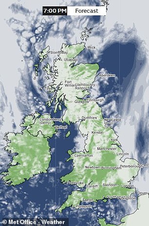 The Met Office predicts there will be patchy clouds over most of Britain, but there should be plenty of breaks to get a good view of the supermoon