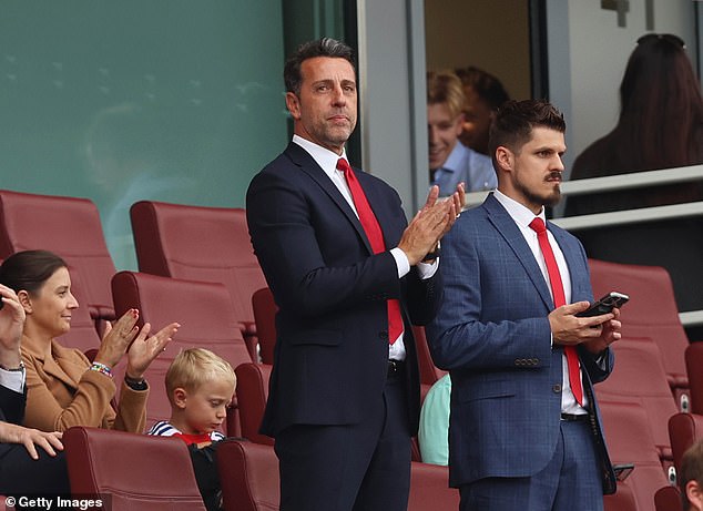 Viana has a good working relationship with a number of Premier League figures, including Arsenal's sporting director Edu (centre)