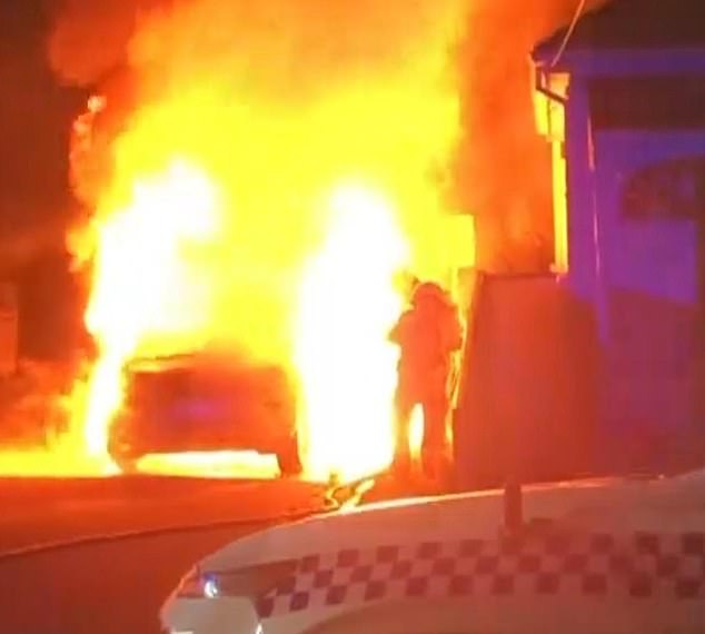 A burnt-out silver 4WD was found nearby in Lidcombe and police are investigating whether it was used as a getaway vehicle.